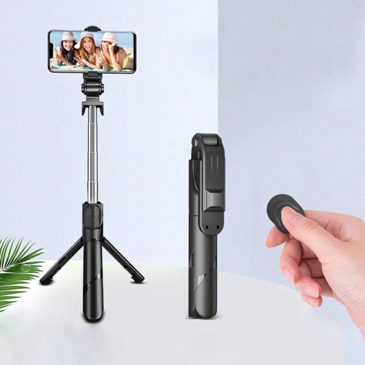 2-in-1 Bluetooth selfie stick and tripod stand with wireless remote for stable shots.