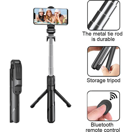 360° rotating selfie and tripod stick for capturing perfect angles.