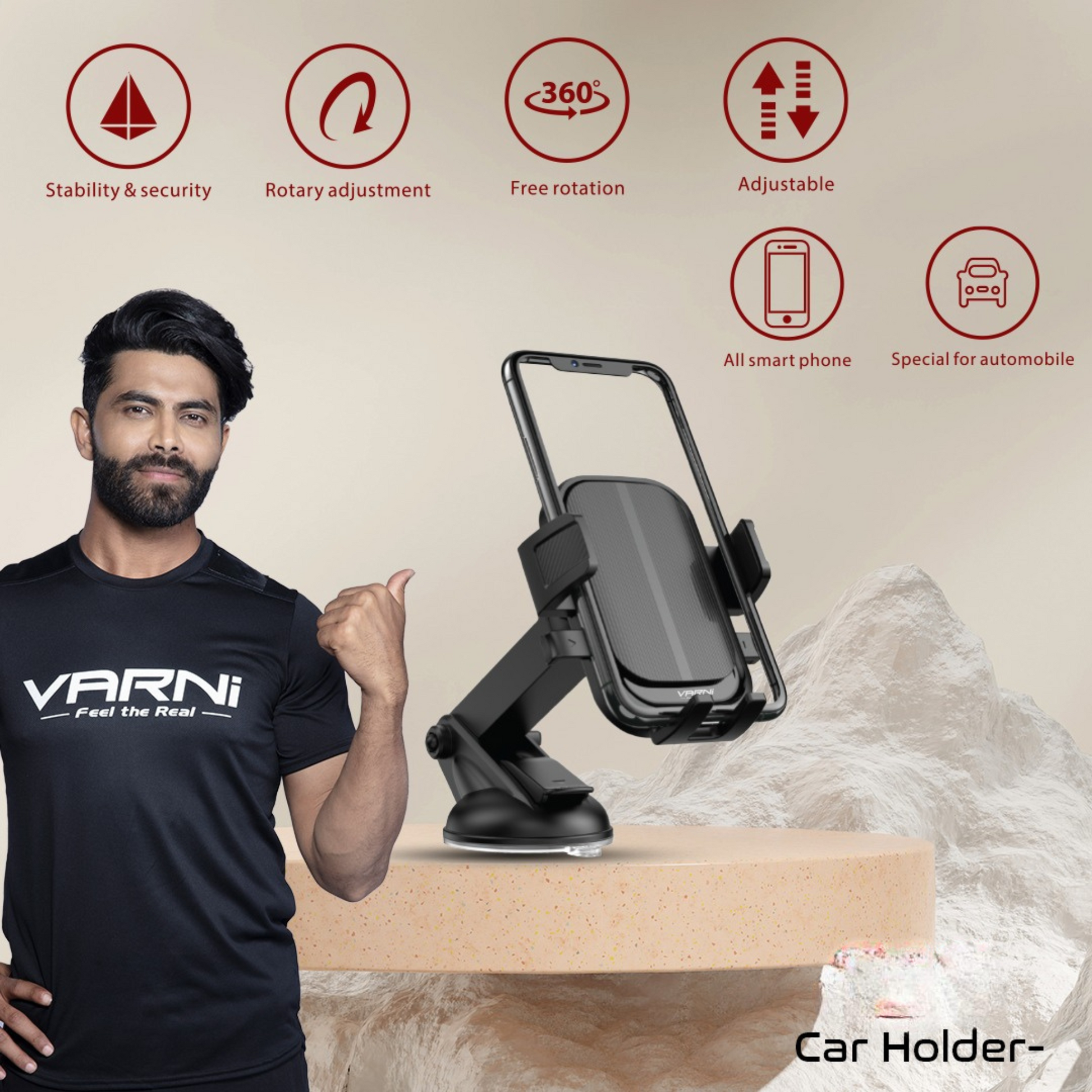 Adjustable and secure mobile holder for car, SUVs, and trucks.