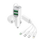 Multi-device charging car adapter for travel and road trips.